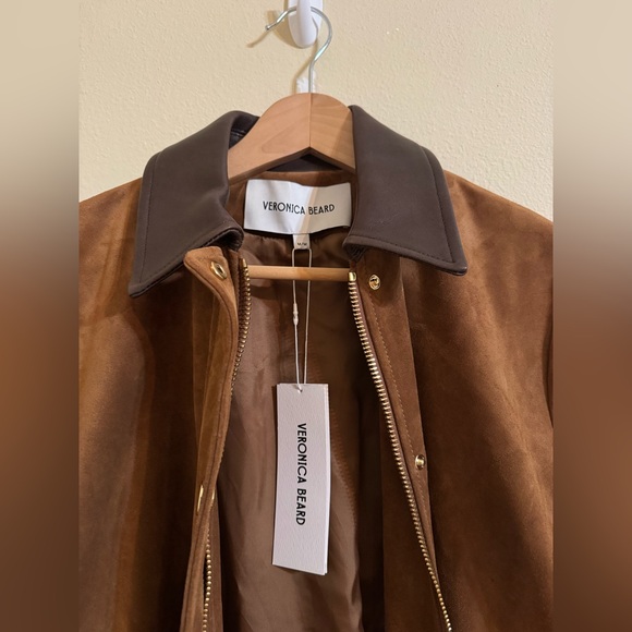Veronica Beard New Suz Suede Dickey Chore Coat Jacket Whisky Size Medium - Picture 3 of 8